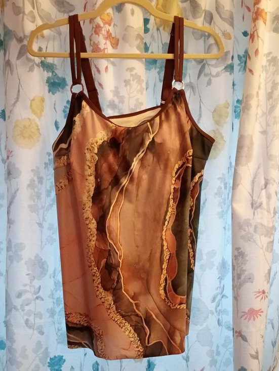 Other - Brown Marble-Print Spaghetti Strap Swim Top